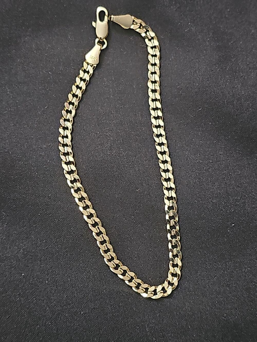 8in. 14k Gold plated on brass-3.9mm diamond cut Cuban Bracelet